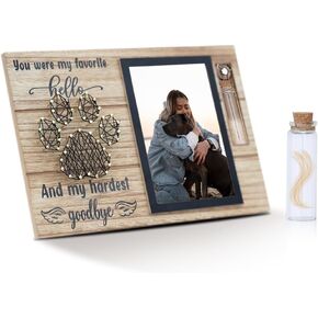VOVA Dog Memorial Gifts for Loss of Dog, Pet Memorial Gift for Dog, Rotating Cat Memorials Photo Frame, in Memory of Loved One Gifts, Dog Sympathy Gift (Wooden)