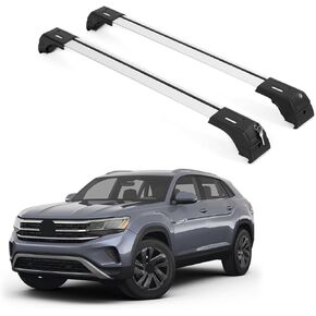 قضبان متقاطعة لحامل السقف ERKUL لسيارة VW Volkswagen Atlas 2018-2024 | قضبان متقاطعة من الألومنيوم مع قفل مضاد للسرقة على السطح | متوافق مع القضبان المرتفعة - أسود