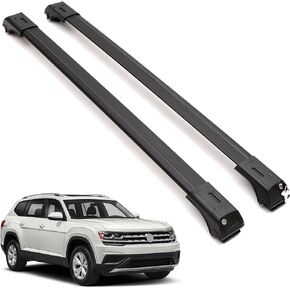 ERKUL Roof Rack Cross Bars for VW Volkswagen Atlas 2018-2024 | Aluminum Crossbars with Anti Theft Lock for Rooftop | Compatible with Raised Rails - Black