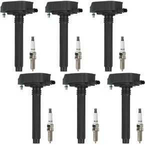 Ignition Coil Pack + Iridium Spark Plugs for 2017-2021 Chrysler Pacifica, 2016-2018 Dodge Durango, 2016-2018 Jeep Grand Cherokee, 2018 Wrangler, 2019 Ram 1500, 3.6L V6, UF807 IGN473, 6 Sets