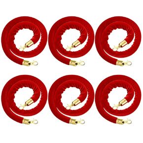 6 Pieces Velvet Stanchion Rope Bulk 4 Feet Graduation Party Crowd Control Barrier Safety Velvet Rope with Gold Hook for Movie Theater Opening, Hotel, Carpet, Not Include Stanchion Post(Navy Blue)