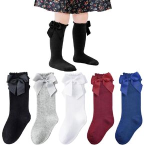 Mini angel Baby Knee High Socks Toddler Long Socks Girls Bow Ruffled Knee Socks Cotton Tube Stockings Infant Dress Socks