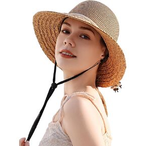 Beach Hats for Women, Wide Brim Sun Straw Hat for Women, Sun Hat UPF 50+ UV Protection