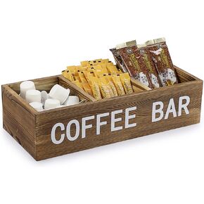ELLDOO Coffee Pod Holder Storage, Coffee Bar Wooden Storage Box with Removable Grids, Coffee Station Organizer for K Cup, Rustic Coffee Accessories for Counter Home Decor, Vintage Wood