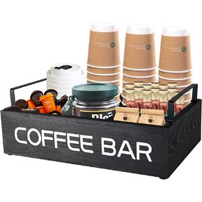 Makigahara Coffee Station Organizer for Countertop, Coffee Bar Accessories and Organizer Farmhouse, Coffee Caddy for Coffee Bar, Coffee Storage Organizer Wooden