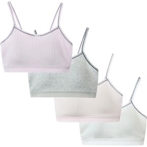 Amuhou Big Girls' Training Bras Stretch Crop Cami Striped Bralettes Wireless Bra