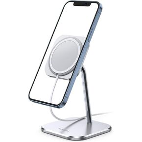 Lamicall Phone Stand for MagSafe Charger - [MagSafe Not Included] 360 Rotation Adjustable Aluminum Charging Holder Dock for Desk, Compatible with Apple iPhone 15 14 Plus 13 12 Mini, Pro, Pro Max