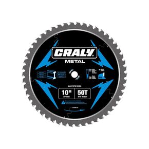 CRALY 10 Inch 50 Teeth Steel and Ferrous Metal Cutting Circular Saw Blade, 5/8 Inch Arbor, Thin Kerf, Professional Carbide Tipped Blade for Angle Iron, Threaded Rod, EMT Conduit(C1050MC)