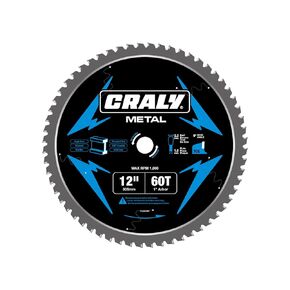 CRALY 12 Inch 60 Teeth Steel and Ferrous Metal Cutting Circular Saw Blade, 1 Inch Arbor, Thin Kerf, Professional Carbide Tipped Blade for Angle Iron, Threaded Rod, EMT Conduit(C1260MC)