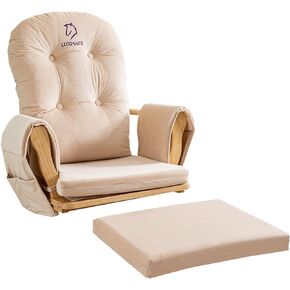 وسائد بديلة من LUXMARS Glider Rocker مع مساحة تخزين، 5 قطع، سميكة من القطن المخملي الناعم قابلة للغسل، عالمية للكراسي الهزازة المنزلقة، بيج