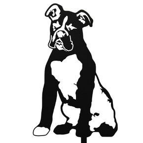Black Powder Coated Metal Boxer Dog Silhouette Yard Stake (Large)