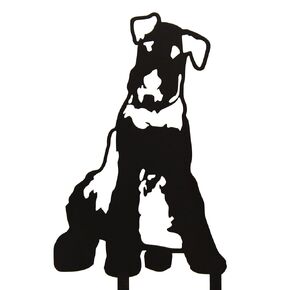 Black Powder Coated Metal Airedale Terrier Dog Silhouette Yard Stake (Small)