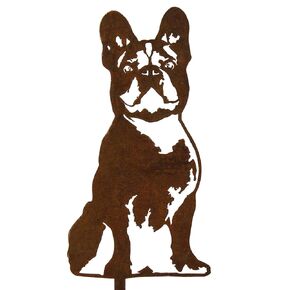 My Metal Rescue Corten Steel French Bulldog Dog Silhouette Yard Stake (Large)