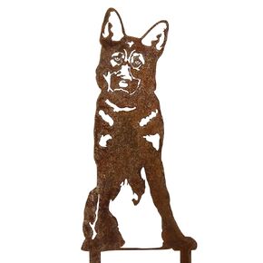 Corten Steel German Shepherd Dog Silhouette Yard Stake (Large)