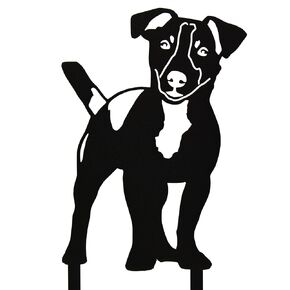 Black Powder Coated Metal Jack Russell Terrier Dog Silhouette Yard Stake (Large)