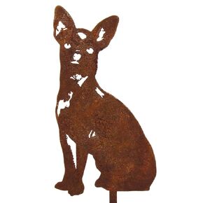 My Metal Rescue Corten Steel Chihuahua Dog Silhouette Yard Stake (Large)