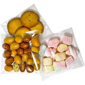 QOIUSO Clear Self Sealing Cellophane Bags: 4x6 Inches 100Pcs Cookie Bags Resealable Cello Bags for Packaging Cookies, Candy, Treat, Gifts, Snacks and Favors - Self Adhesive Wrappers