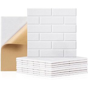 Diniwell Acoustic Panels Soundproof Wall Tiles Black Noise Reduction Panel Self Adhesive Sound Treatment Pads for Studio bedroom 11.8''X11.8''X0.4'' Polyester Panel Acustico para Pared(Black, 12 Pack)