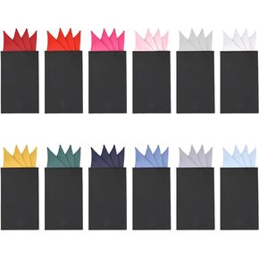 KALIONE 12 Packs Pocket Squares for Men, Men's Flat Prefolded Pocket Squares Masculine Polyester Pocket Square Handkerchief on Card for Men Suit Accessories
