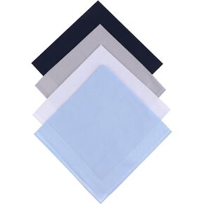 Giantree 4 Pcs Cotton Handkerchiefs for men, Classic Pocket Squares Set Soft Mens Handkerchiefs 15.8" x 15.8" 4 Colors