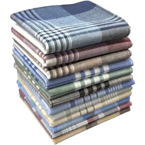 emlstyle Men's Handkerchiefs 100% Cotton Handkerchief with Check