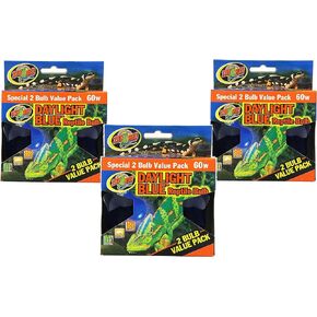 Zoo Med (3 Boxes) 2-Pack Daylight Blue Reptile Bulb, 60-watt - 6 Bulbs Total