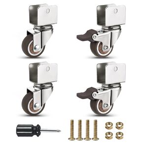 Caster Wheels,Heavy Duty Casters Set of 4,TPE Caster,U Bracket Shaped Mute Wheels,Replacement for Baby Bed.Opening 25mm(2inch)