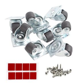 Mini Caster Wheels 0.5 Inch Self Adhesive Tiny Swivel Casters, Metal Top Plate Anti Wear Nylon Low Profile Caster Wheels for Small Appliances Furniture Cabinet Storage Box & Bins 8 Pack
