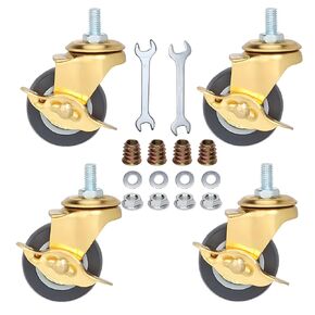BAISASY 2 Inch Stem Caster Wheels with Brake, Metric Size M8-1.25-15 (Screw Diameter 8mm, Screw Length 15mm) Casters Set of 4 for Workbench Trolley，Furniture Dolly，Shopping Trolley