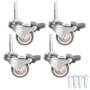 Stem Caster Wheels with 5/16" x 1-1/2" (8 x 38mm) Stem Sockets TPR Replacement Castors Swivel Casters for Carts, Furniture, Dolly, Workbench (2.0 inch Without Brakes)