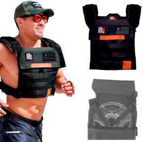 Unbrokenshop.com سترة مرجحة قابلة للتعديل، WOD Cross Fitness، حامل لوحات الوزن للتدريب على القوة والتحمل والجري. للرجال أو النساء، تتضمن رقعتين [أسود]