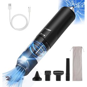 BTD-DARBY مكنسة كهربائية محمولة للسيارة عالية الطاقة، 16000 PA قوية صغيرة محمولة باليد مكنسة كهربائية لاسلكية قابلة لإعادة الشحن، غبار مع مطرقة أمان، منفاخ، مضخة، LED وSOS رمادي فاتح in Kuwait