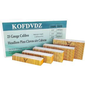 Kofdvdz 23 Gauge Pin nails Headless Pinner nails 10000 Pieces 5 sizes2/5"，3/5 ",4/5 ",1 ",1-3/8" 0often used in a variety of Wooden, Plastic panels, Finished Cabinet installation and Production