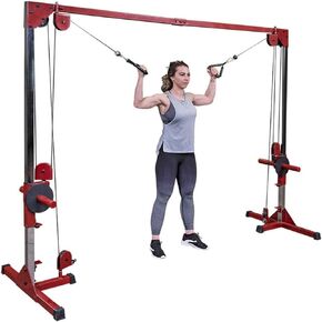 Best Fitness (BFCCO10) Cable Crossover Exercise Machine, 2" Olympic Sized Weight Carriage Dual Pulley Cable Machine for Strength Training, Red