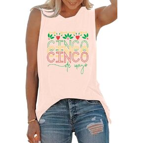 FASHGL Mexican Party Tank Top Women Funny 5th May Shirts Vintage Mexican Crop Sleeveless T-Shirt
