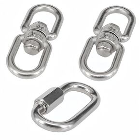 2PCS M12 Swivel Ring Double Ended Swivel Eye Hook,Eye to Eye Swivel Shackle Ring Connector for Swing, Hanging Chair, Hammock, and Fitness Ropes Supplies
