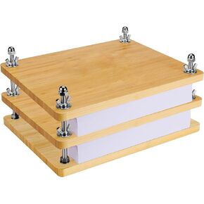 Book Press, Wooden Bamboo Book Press Machine, Book Binding Kits, Portable Book Press Bookbinding for Handmade Bookbinding, Manual Paper Press, Bamboo Flower Press (11.6 x 7.9 Inch)