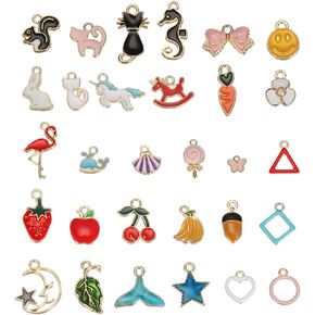 MECCANIXITY 30Pcs Alloy Metal Enamel Strawberry Pendant Bead for DIY Craft Wristbands Necklace Bracelet Personalized Jewelry Making