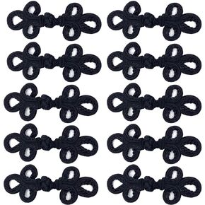 EvaGO 10 Pairs Chinese Knots Frog Buttons Closure Sewing Fasteners for Sweater Cloak Coats Scarf Cardigan and Costumes Outfit Sewing, Black
