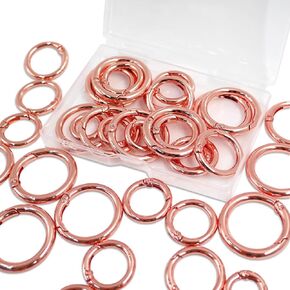 BieFuDan 20 قطعة من حلقات الزنبرك الزناد، حلقة سلسلة مفاتيح على شكل حرف O، مشبك حلقة تسلق ذهبية شاحبة، حلقة تسلق دائرية بمشبك حلقة مفاتيح، 5 مقاسات متعددة الأغراض لإبزيم حلقات المفاتيح، والحقائب، والمحافظ، وحقيبة اليد in Kuwait