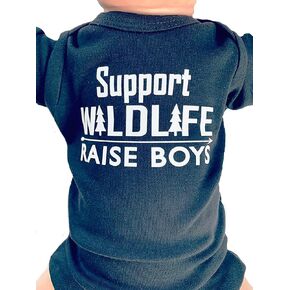 Support Wildlife Raise Boys - Bodysuit for Baby Boy, Raising Wild Boys Shirt, Funny Boy Clothes, Pregnancy Gender Reveal Prop, New Mom of Boys Gift, Infant Boy (Newborn, Long Sleeves, White)
