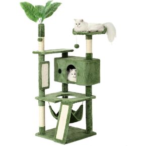 Hoopet 63in Cat Tree Tower for Indoor Cats Large Adult, Cat Scratching Posts Featuring with Scratching Boards, Wide Plush Perch and Interactive Dangling Balls Ideal for Multi-Cat Households