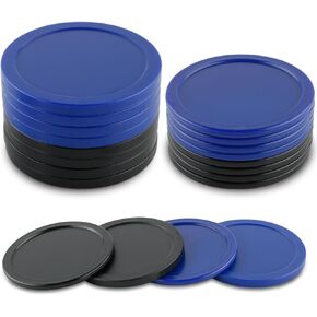 BQSPT 16 Pieces Air Hockey Pucks 2.5 Inch 64mm Replacement Pucks Air Hockey Tables Pucks for Game Tables Equipment Accessories(8 Thick 8 Thin) (Black, Blue)