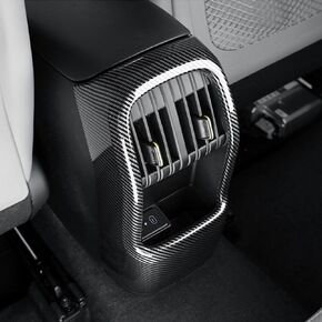 Carbon Fiber Style Car Rear Air Vent Outlet Cover Rear A/C Vent Trim,Rear Console AC Vent Outlet Frame Cover Compatible with Kona SX2 2024 Accessories