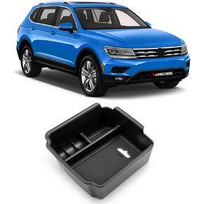 ملحقات السيارة لوحدة التحكم المركزية من VEHICODE لسيارة Volkswagen VW Tiguan 2018-2024 2021 2020 2019، Taos 2022-2023، صندوق تخزين مسند الذراع الأوسط، حاوية منظمة in Kuwait
