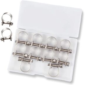 LEONTOOL 10pcs Stainless Steel Mini Fuel Line Pipe Hose Clamp Clip 16-18mm Fuel Injection Line Style Hose Clamp Adjustable Pipe Hose Clip Tube Clamps For Diesel Petrol Pipe (5/8" - 23/32"Dia)