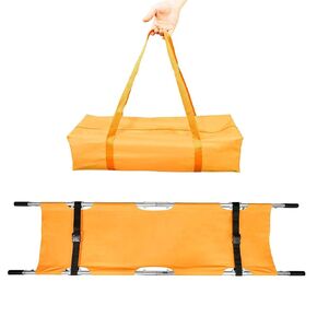 LINE2design Four Fold Stretcher with Handles & Carrying Case Aluminum Stretcher Orange - Emergency Medical Portable Travel Size Patient Transport Stretcher