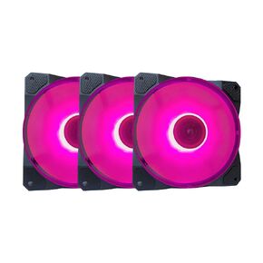APEVIA CO312L-PK Cosmos 120mm Pink LED Ultra Silent Case Fan w/ 16 LEDs & Anti-Vibration Rubber Pads (3 Pk)