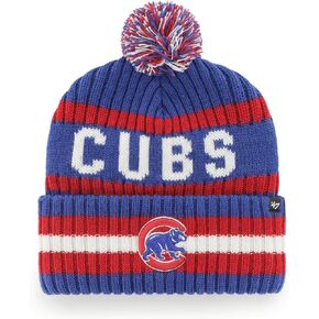 47 MLB Unisex-Adult Primary Logo Bering Cuffed Knit Pom Beanie Hat One Size (US, Alpha, One Size, Chicago Cubs)