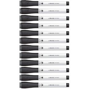 U Brands Low-Odor Dry Erase Markers with Erasers, Set of 12, Medium (2 mm) Point, Green